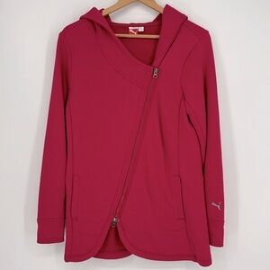 Puma Hooded Jacket with Asymmetrical Zip Women’s Size Large in Pink